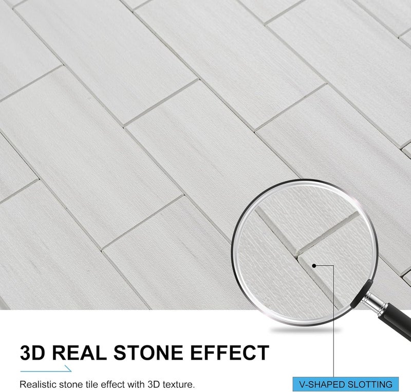 V-MOZZA Peel and Stick Backsplash, 20-Sheet Peel and Stick Wall Tiles 13.5" x 5.8" PVC Subway Tile Stick on Backsplash for Kitchen Fireplace (Italian White Marble) - Image 4